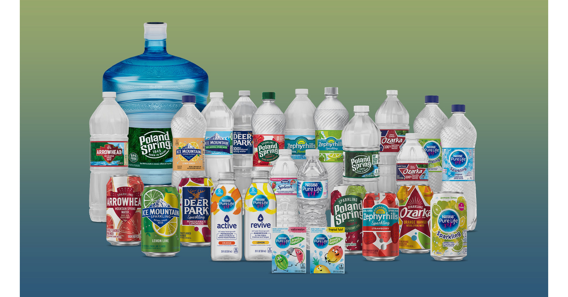 BlueTriton Brands portfolio — Poland Spring, Deer Park, Ozarka, Arrowhead, Zephyrhills, Ice Mountain, Pure Life