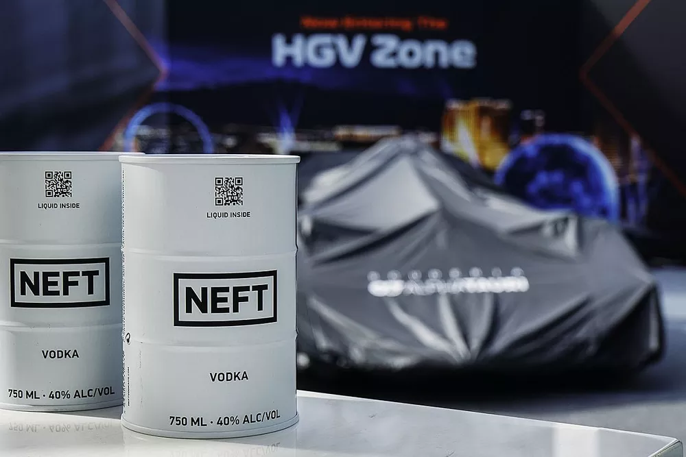 NEFT Vodka barrels at HGV Zone motorsport activation
